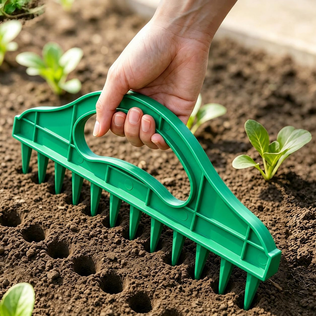 🌱 2-Pack Garden Seed Spacing Tool – Multi-Row Soil Dibbler & Furrow Maker