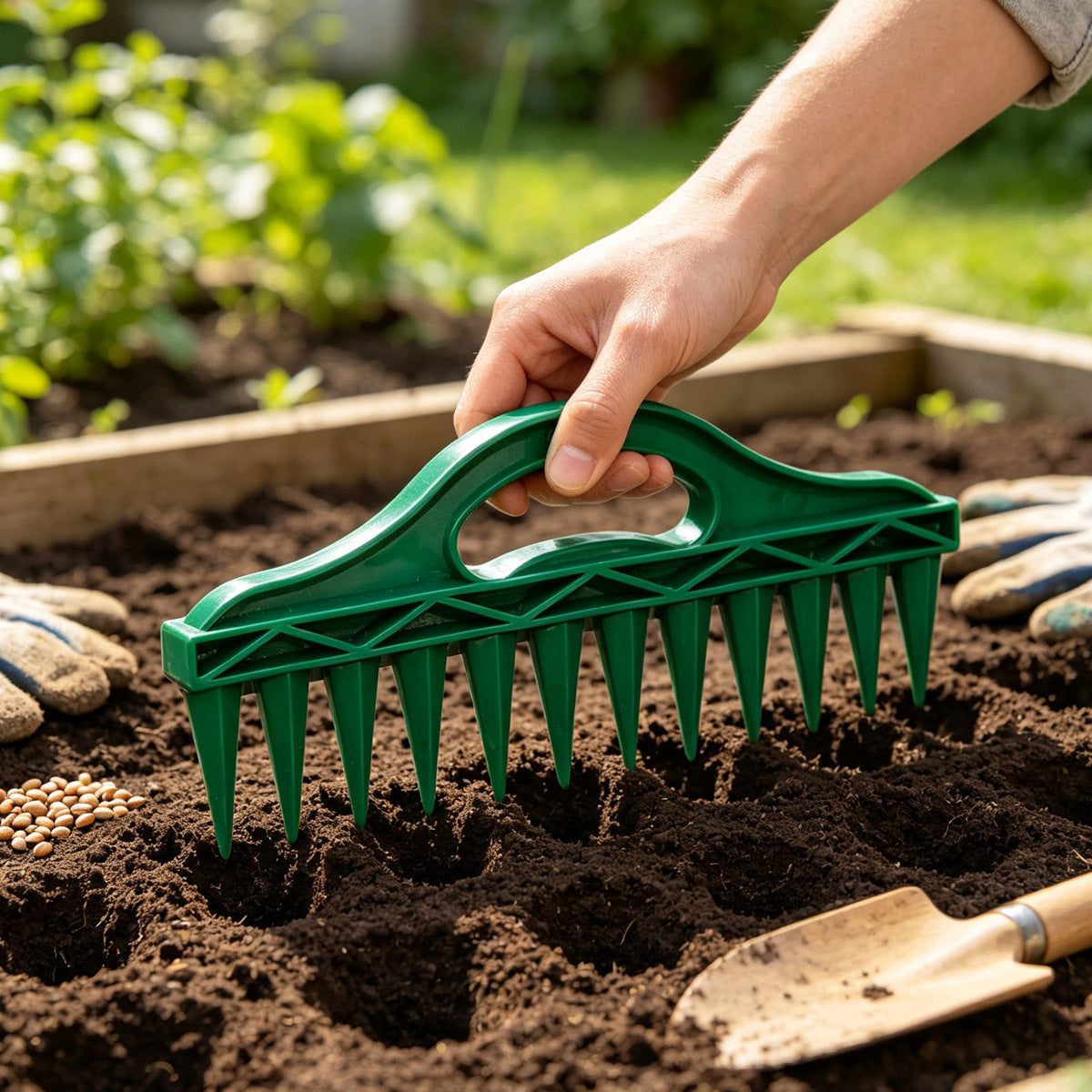 🌱 2-Pack Garden Seed Spacing Tool – Multi-Row Soil Dibbler & Furrow Maker