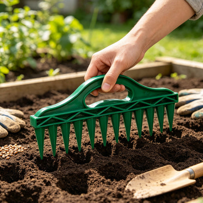 🌱 2-Pack Garden Seed Spacing Tool – Multi-Row Soil Dibbler & Furrow Maker