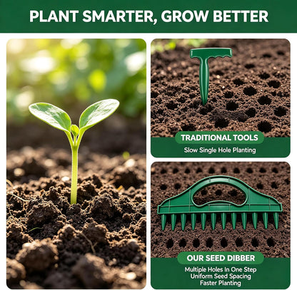 🌱 2-Pack Garden Seed Spacing Tool – Multi-Row Soil Dibbler & Furrow Maker