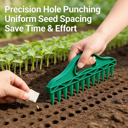 🌱 2-Pack Garden Seed Spacing Tool – Multi-Row Soil Dibbler & Furrow Maker