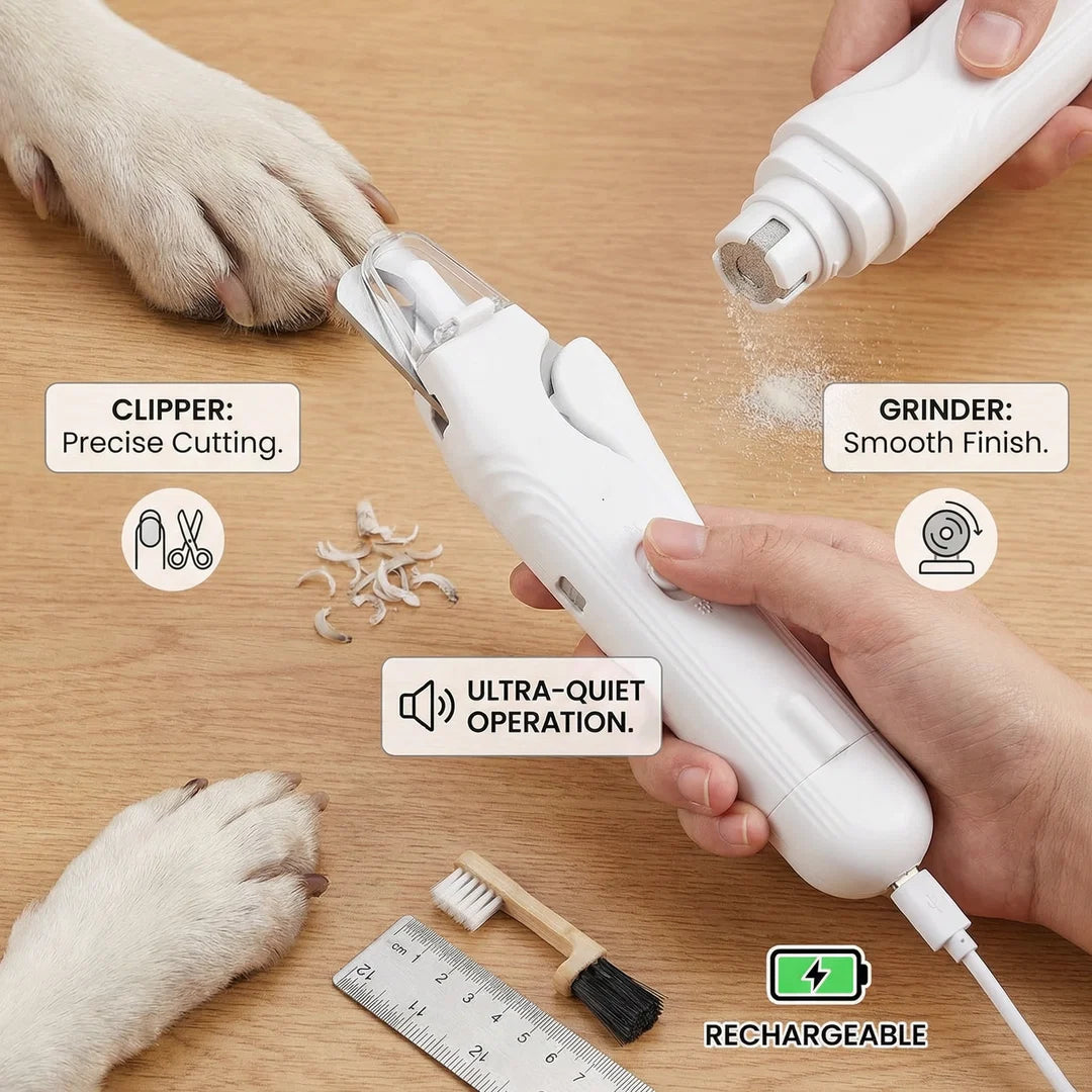 Pet Nail Clipper — Quiet 2-in-1 Trimmer & Grinder