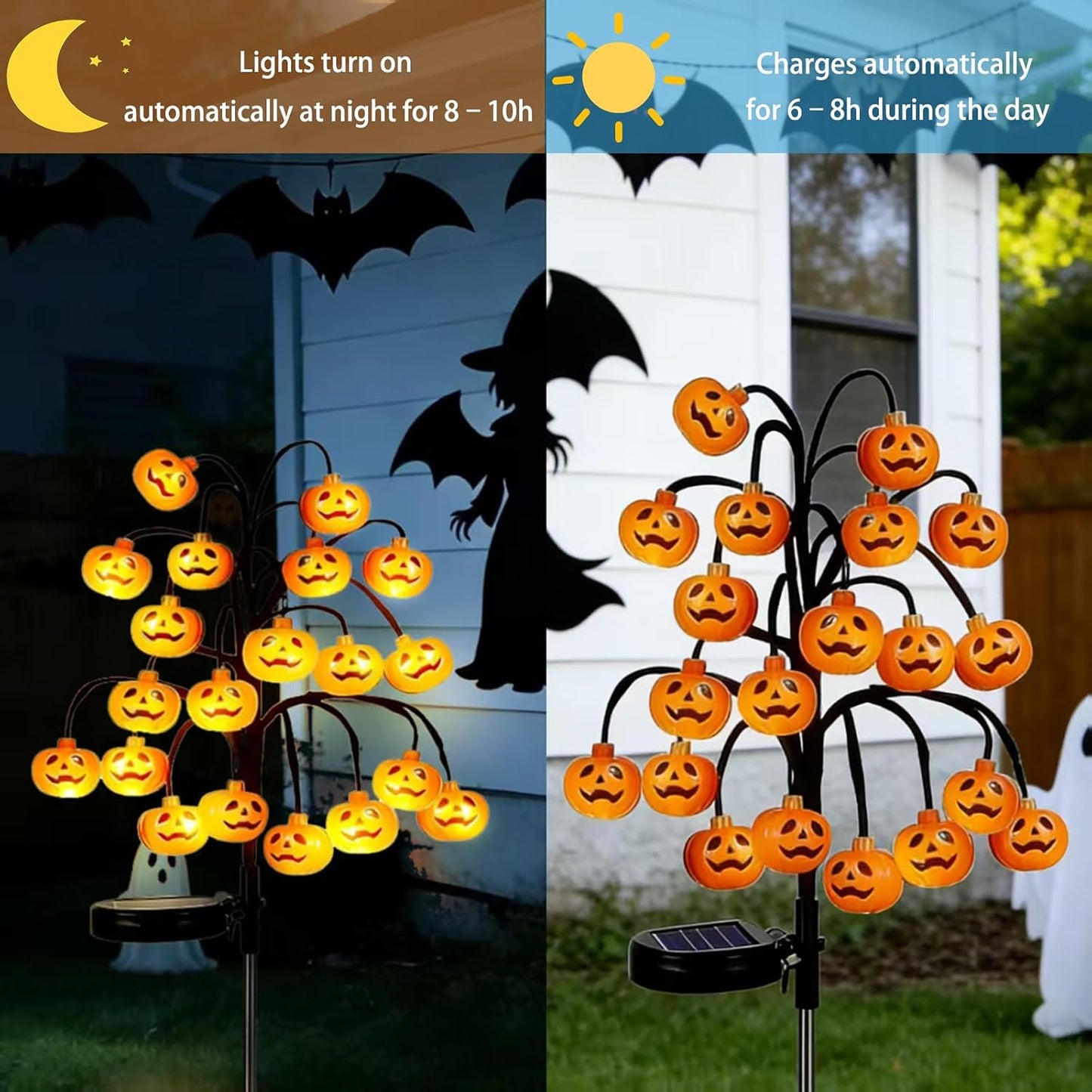 Solar Pumpkin Stake Pathway Lights
