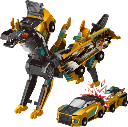 Collision Transforming Dinosaur Car Toy, 2 Magnetic Cars Transform into Dinosaur Toys for Kids Toddler Fun Deformation Robot Dino Car Christmas Birthday Gift Toys for Boys Girls