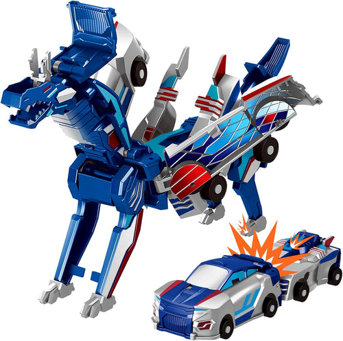 Collision Transforming Dinosaur Car Toy, 2 Magnetic Cars Transform into Dinosaur Toys for Kids Toddler Fun Deformation Robot Dino Car Christmas Birthday Gift Toys for Boys Girls