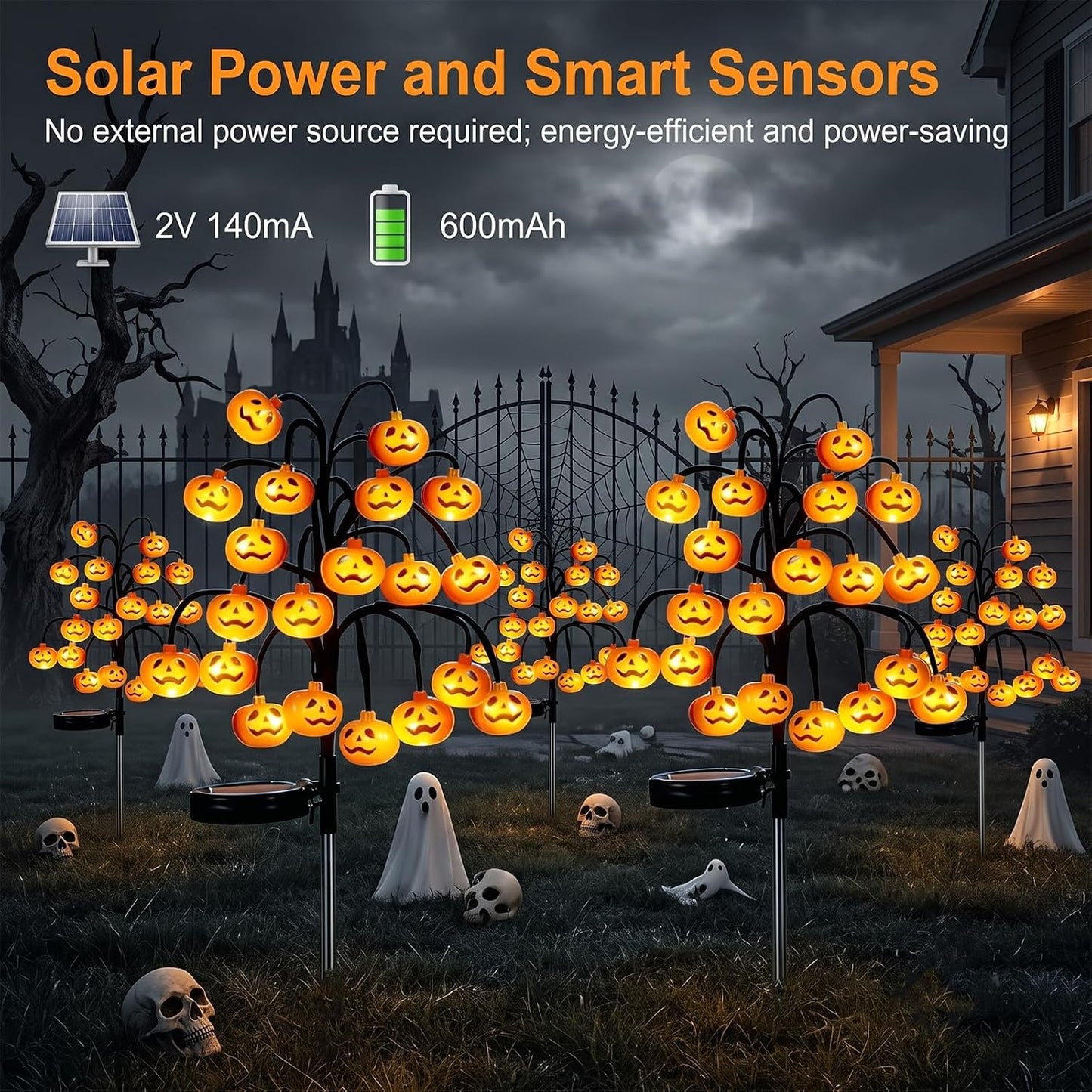 Solar Pumpkin Stake Pathway Lights