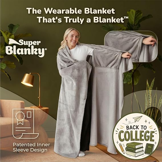 Super Blanky Wearable Blankets for Women & Men, Dorm Room Essentials, Gift for Her, Gifts for Women, Wife Birthday Gift Ideas