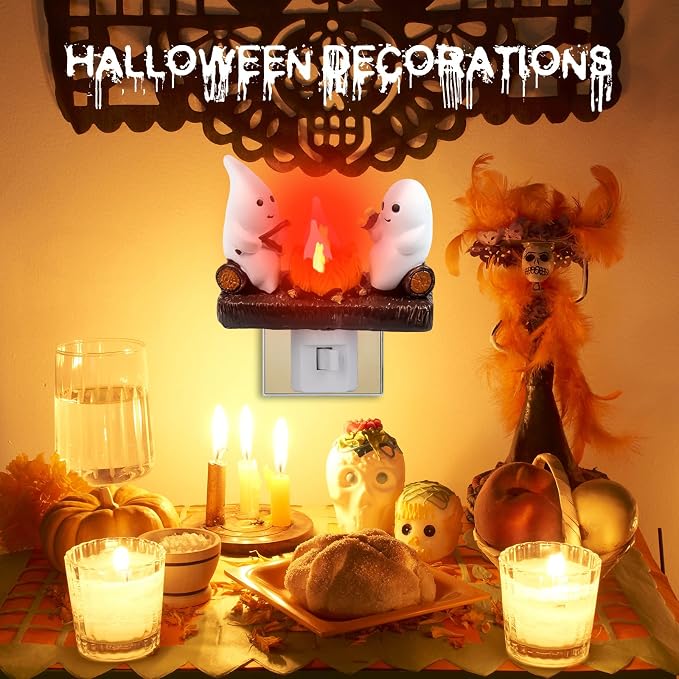 👻 Halloween Ghost Flame Night Light- LED Ambient Lamp