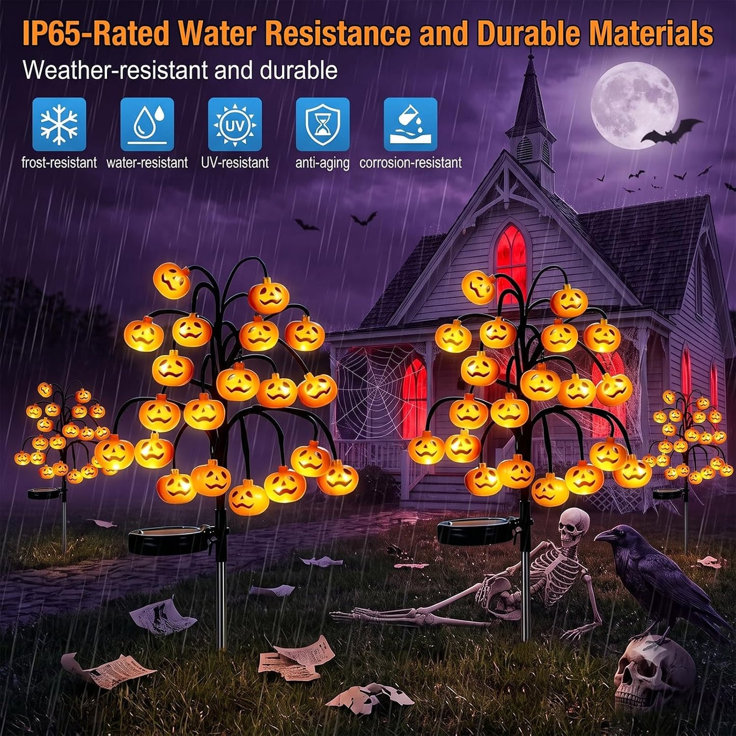 Solar Pumpkin Stake Pathway Lights