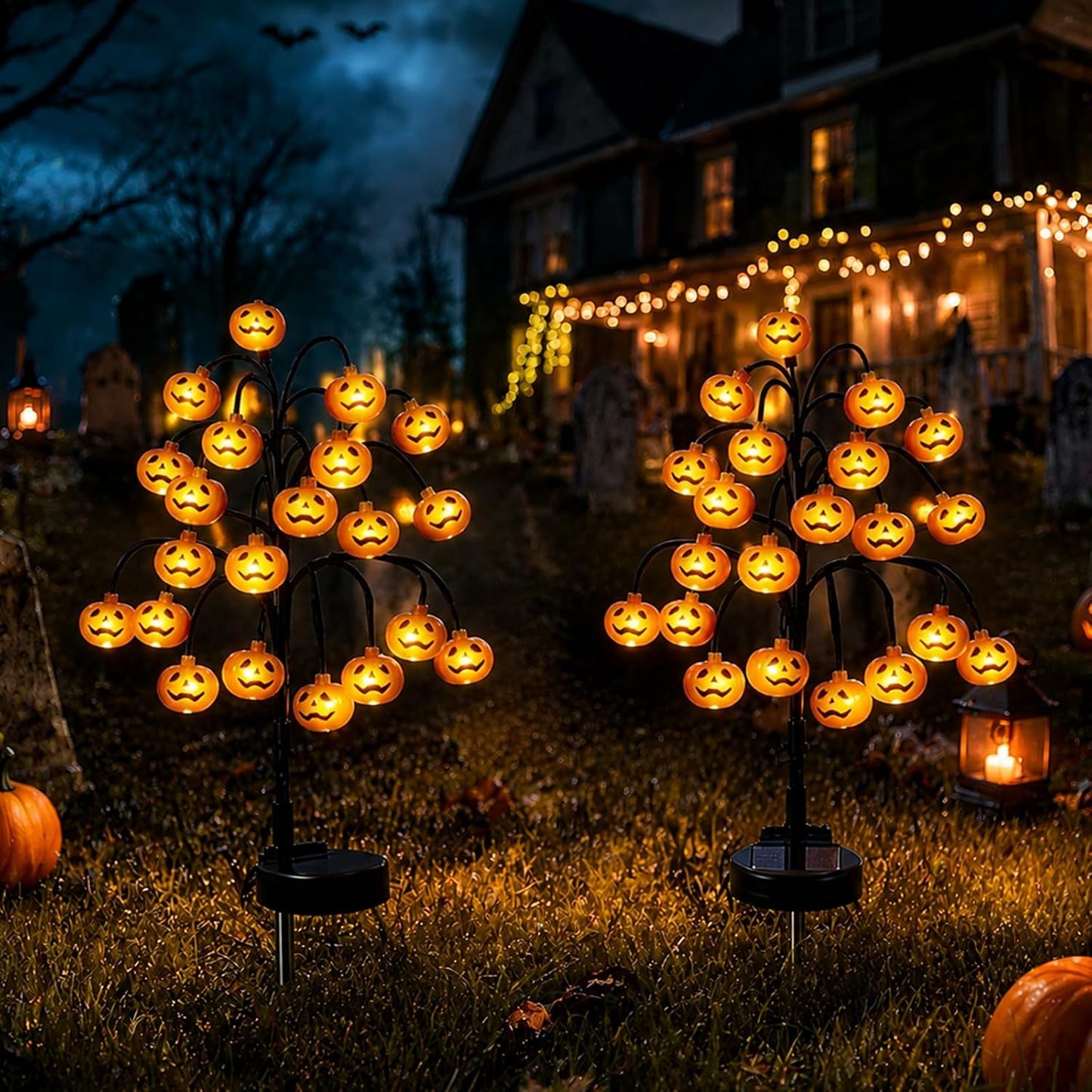 Solar Pumpkin Stake Pathway Lights