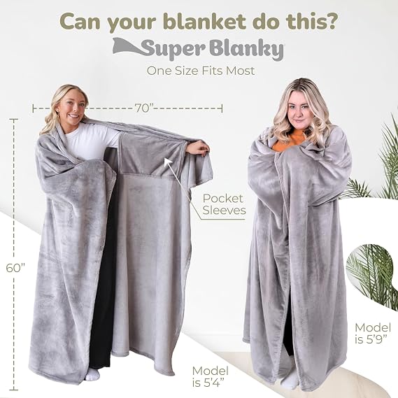 Super Blanky Wearable Blankets for Women & Men, Dorm Room Essentials, Gift for Her, Gifts for Women, Wife Birthday Gift Ideas
