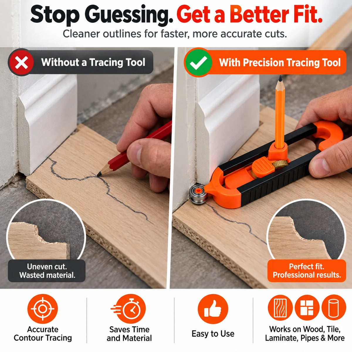 Adjustable Contour Tracing Tool – Precision Edge & Shape Copying Scribe for DIY & Woodworking