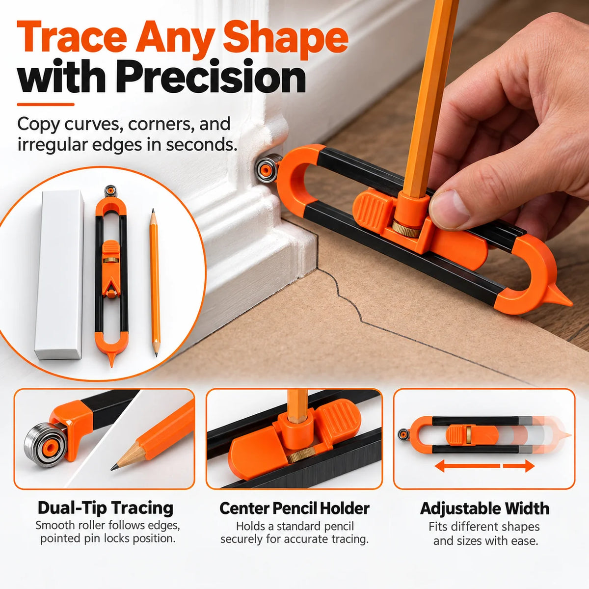 Adjustable Contour Tracing Tool – Precision Edge & Shape Copying Scribe for DIY & Woodworking