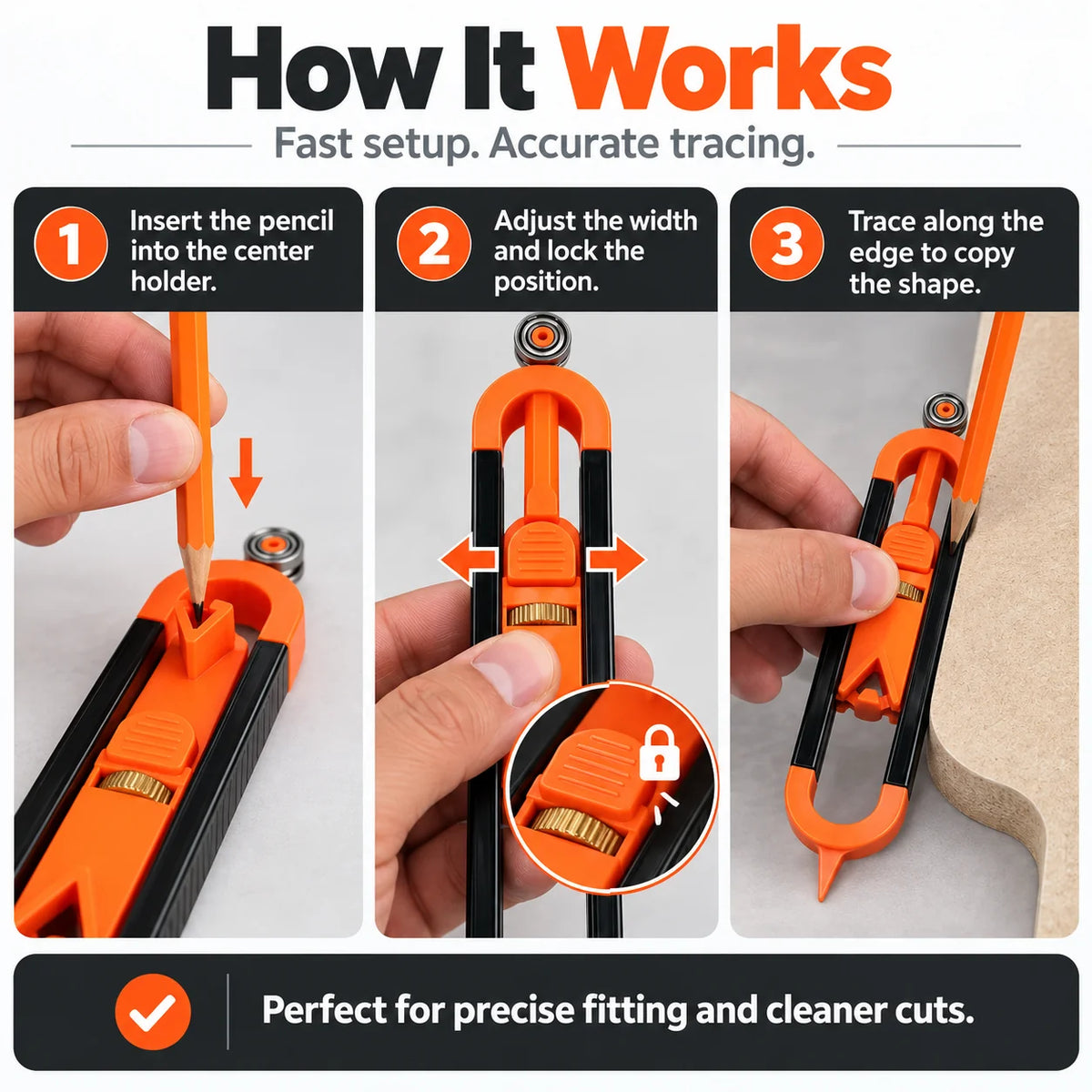 Adjustable Contour Tracing Tool – Precision Edge & Shape Copying Scribe for DIY & Woodworking